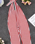 Stylish Striped Backless Jumpsuit for Women