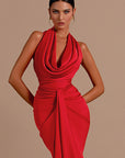 Sexy Backless Halter Neck Satin Dress