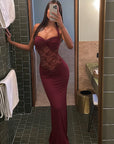Sexy Lace-Trimmed Sleeveless Bodycon Dress