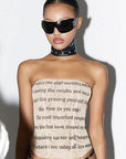 Chic Letter Print Strapless Top for Summer