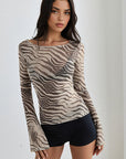 Zebra Print Long Sleeve Top for Women