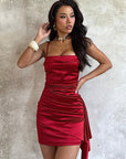 Strapless Mini Satin Dress for Women