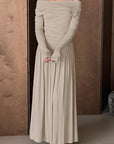 Chic Asymmetrical Shoulder Top and Long Skirt Set