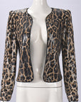 Women's Leopard Print Sequin Long Sleeve Blazer