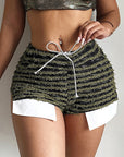 High-Waisted Striped Drawstring Shorts for Women