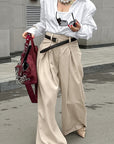 Spring Design Pleated Wide Leg Pants for Women