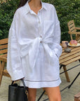 Casual Spring Autumn Women's Set with Loose Shirt and Shorts