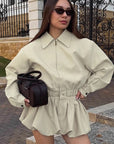 Trendy Lapel Coat Set for Women