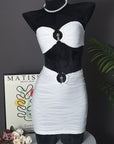 Summer Striped Backless Crop Top Skirt Set