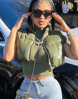 Stylish Autumn Winter Women's Vest with Zipper