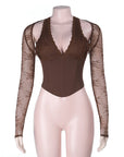 Lace Waist Cinching Long Sleeve Top