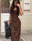 Elegant Vintage Brown A-Line Dress for Women