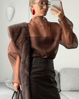 Chic Sheer Long Sleeve Top for Women