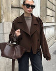 Chic Brown Woolen Coat for Women