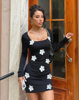 Sexy Floral Long Sleeve Dress for Women