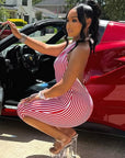 Stylish Striped Backless Jumpsuit for Women