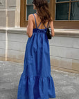Sexy Blue V-Neck Sleeveless Dress for Women