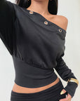 Fashionable Asymmetrical Shoulder Sweatshirt