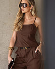 French Vintage Brown Cami Set for Women
