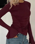American Style Sexy Slim Fit Irregular Long Sleeve T-Shirt