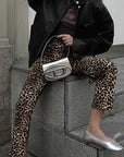 Retro Stylish Leopard Print Slim Pants