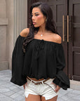 Loose Fit Lantern Sleeve Off Shoulder Top