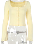 Fresh Style Casual Knit Cardigan Long Sleeve Top