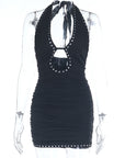 Chic Halter Neck Backless Beaded Dress