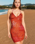 Sexy Backless Halter Print Dress