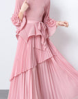 European Style Tie Waist Flare Sleeve Top Set