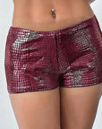 Slim Fit Low Waist PU Leather Hot Shorts for Women