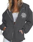Plus Size Zip-Up Hoodie Cardigan for Women