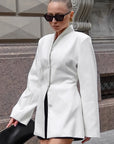 Stylish White Stand Collar Waistcoat for Women