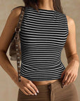 Stylish Striped Slim Fit Sleeveless Top for Women