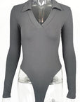 Fashionable Slim Fit Polo Neck Long Sleeve Top