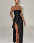 Elegant Strapless Bodycon Dress with Slit