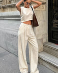 Summer Casual Two-Piece Set with Sleeveless Top and Long Pants