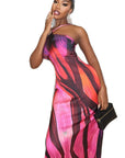 Elegant Striped Backless Bodycon Dress