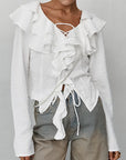 French Style Ruffled Long Sleeve Blouse