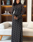 Fashionable High Neck Long Sleeve A-Line Dress