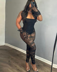 Sexy Autumn Women's Jumpsuit with Sheer Details