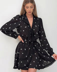 French Ruffle Floral Chiffon Dress for Women