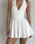 Stylish V-Neck Backless Mini Dress