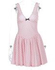 European Style Polka Dot V-Neck A-Line Dress