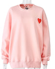 Casual Heart Print Pullover Sweatshirt for Women