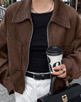 Retro Loose Jacket for Women in Brown