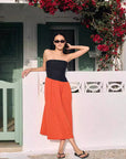 Fashion Color Block Strapless Maxi Dress