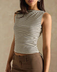Stylish Striped Slim Fit Sleeveless Top for Women