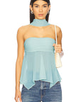 Sexy Sheer Chiffon Strapless Top with Scarf
