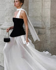 Elegant Black and White Maxi Dress for Women